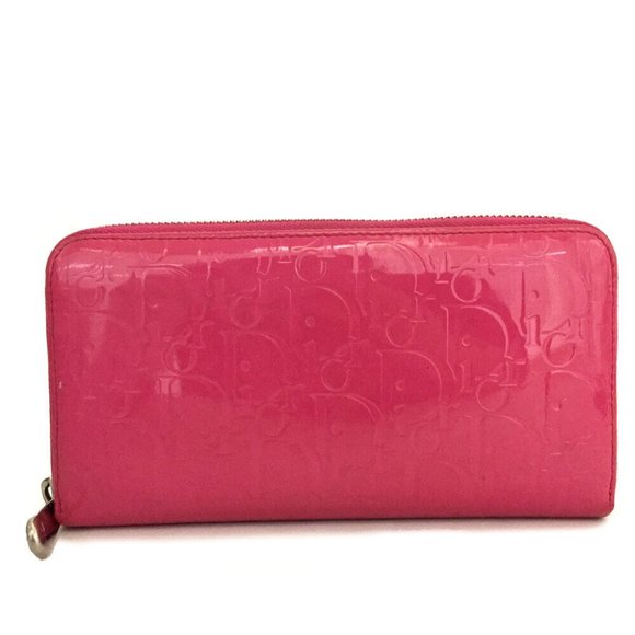 Christian Dior Trotter Patent Leather Long Zip Around Wallet - Picture 1 of 8